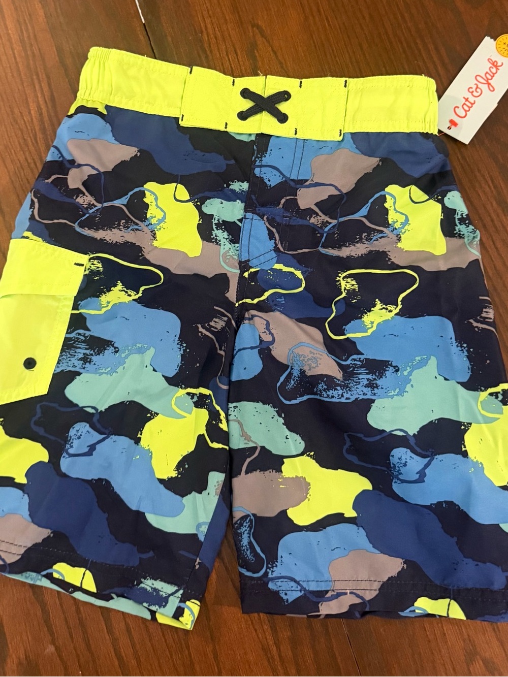 Cat & Jack Boys' Neon Camo Swim Shorts - Yellow/Blue
